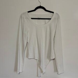 American Eagle White Long Sleeve Bodysuit - Size Large